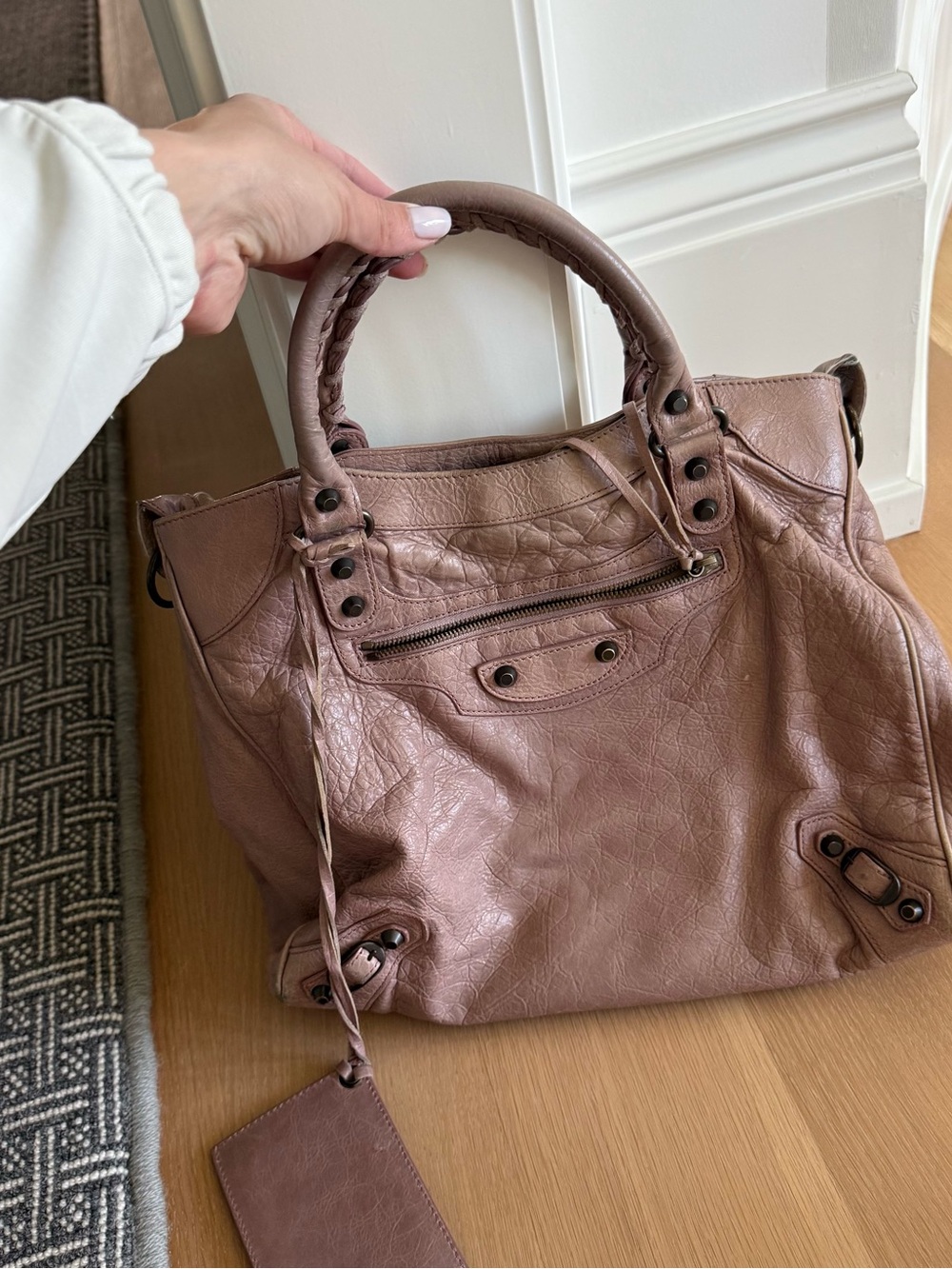 Balenciaga Dark Noix Leather Satchel with Top Handles - Picture 11 of 13